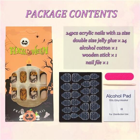 Medium Square Halloween Press On Nails - Black Spider Web - Picture 7 of 8